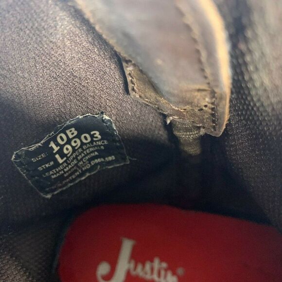 Justin Gypsy Western Boots 10 B Brown Leather Top Stitch Round Toe Rubber Sole - Picture 8 of 9